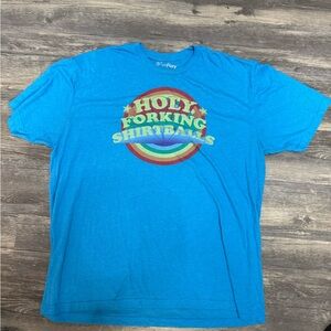Blue Graphic Tee for Men HOLY FORKING SHIRTBALLS Size 2XL